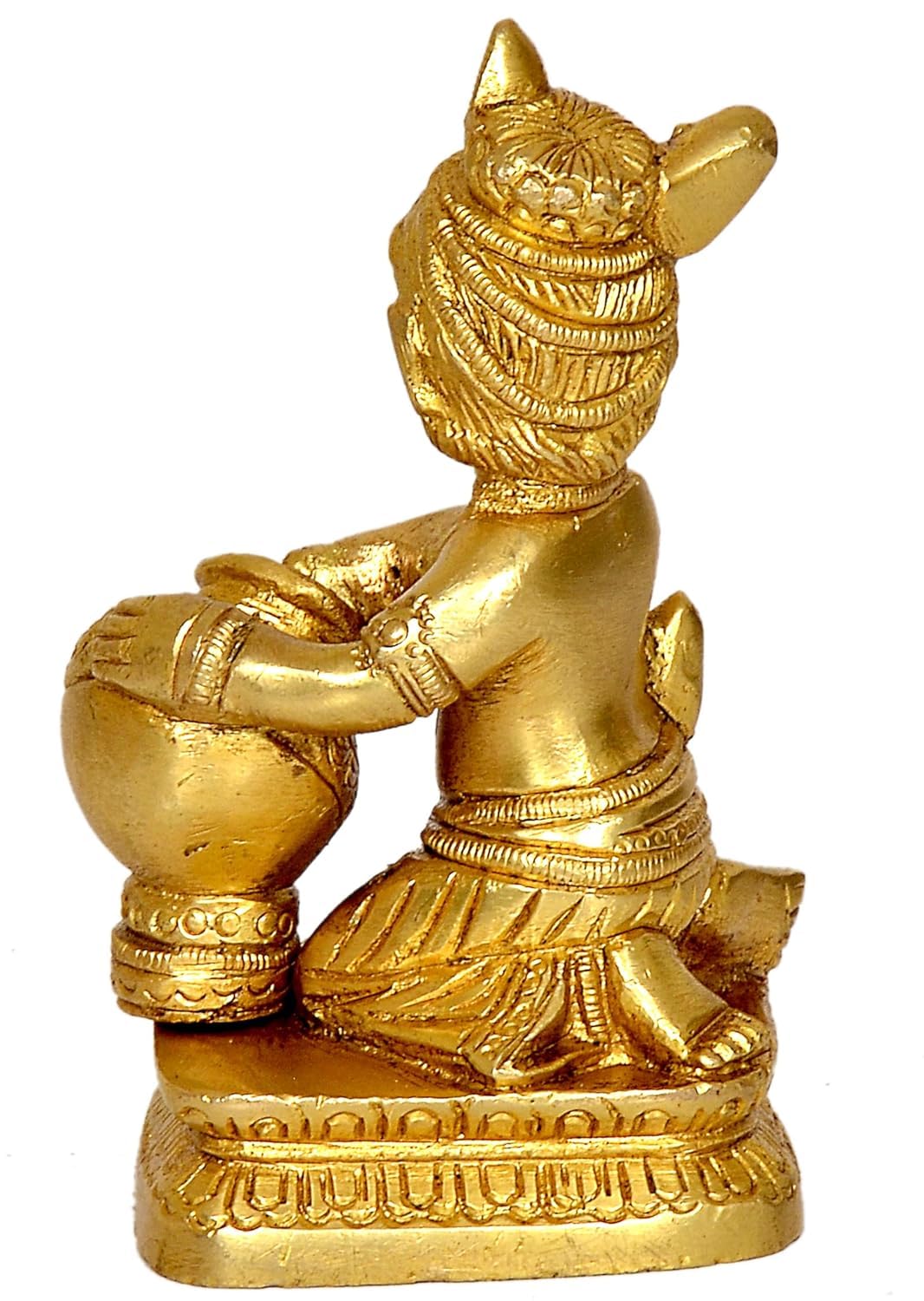 Laddoo Gopal Ji, Bal Krishna Idol, Makhan Chor Statue, Brass, Gold - 4.5 Inch, Bal Krishna Murti, Clean With Soft & Dry Cloth, Beautiful Kanha Ji Statue
