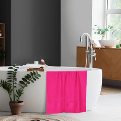Boutiquo 100% Cotton Bath Towel 500 Gsm | Compact Quick Dry Lightweight Soft & Highly Absorbent Large Size Bath Towel - Hot Pink
