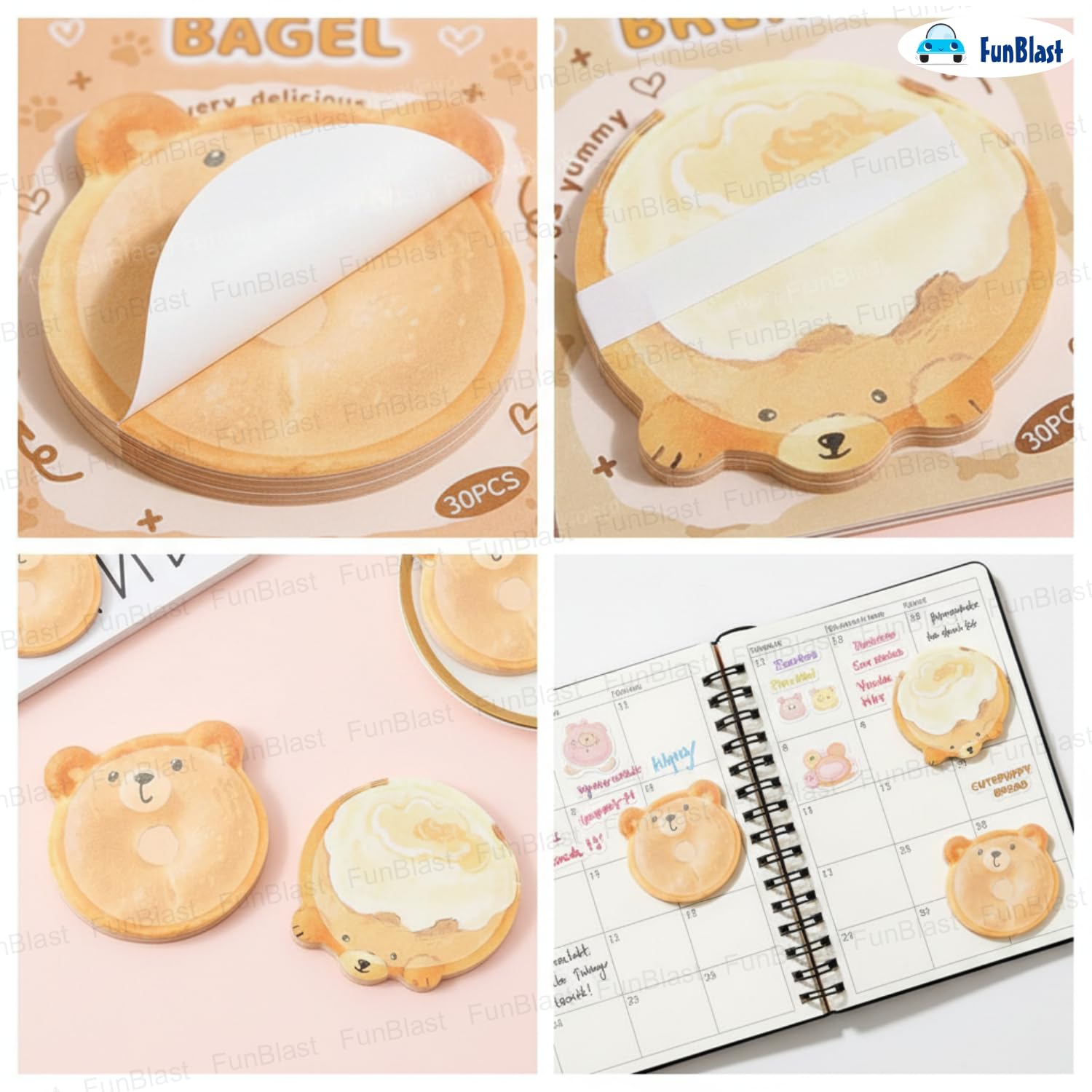 Cute Animal Sticky Notes - 4 Pcs X 60 Sheets Kawaii Memo Pads | Sticky Notes for Study, Writing