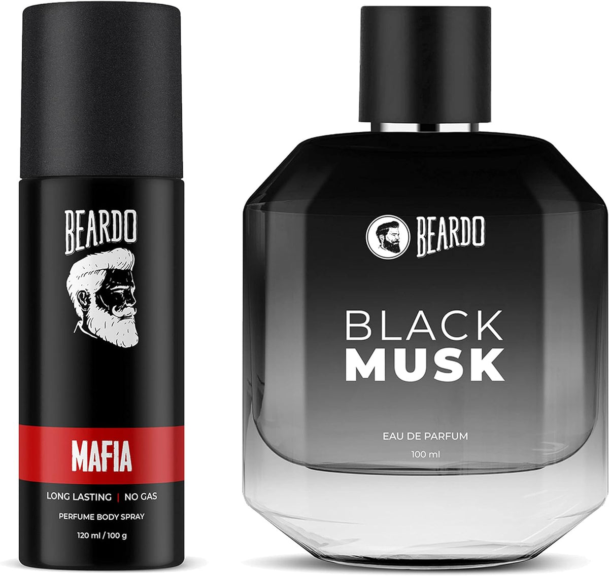 Beardo Mafia Long Lasting No Gas Perfume Body Spray & Black Musk Eau De Parfum 220ml 7.4 Fl.oz. Pack Of 2 | Best Dailyuse Perfume For Men