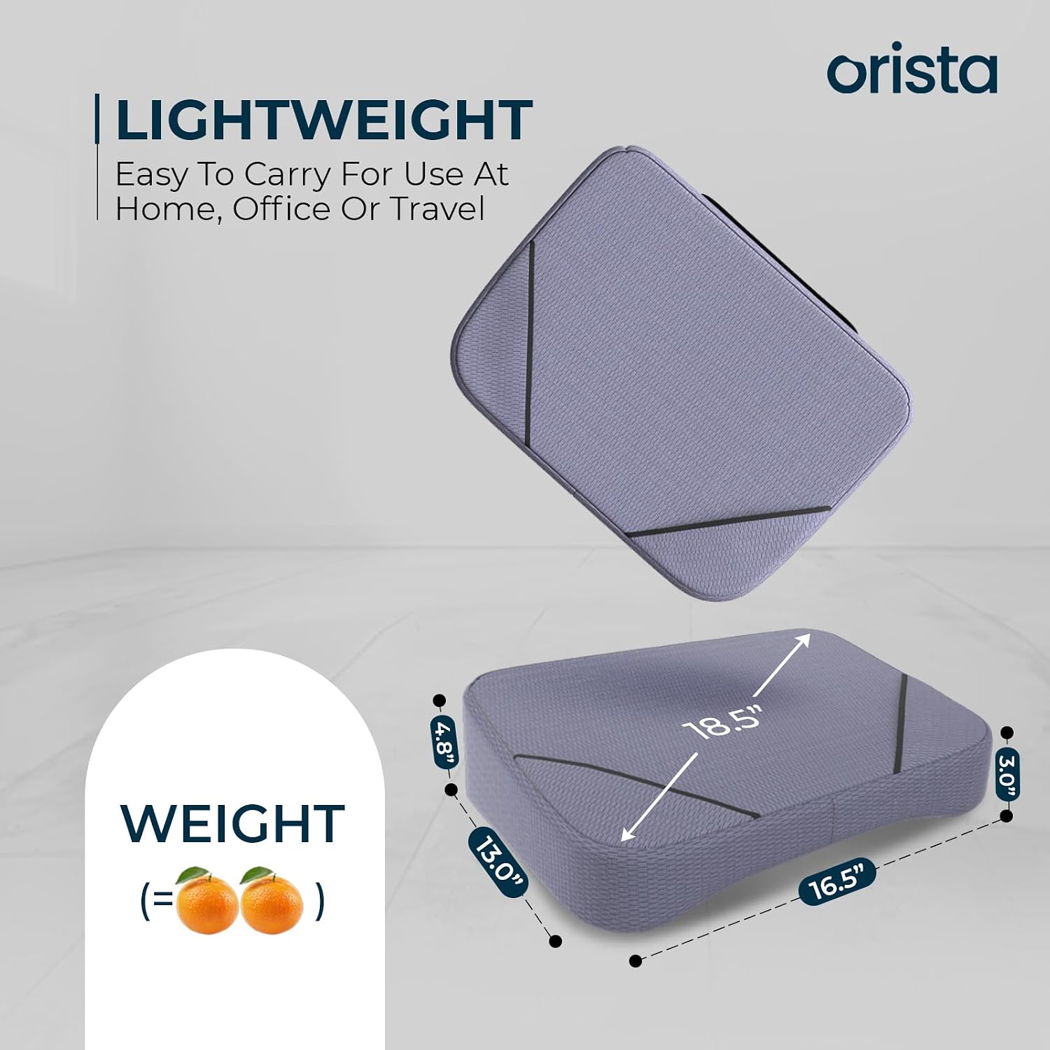 Lite Lap Desk Pillow, Soft & Comfortable, Ideal For Laptop Reading & Gaming, Grayish Blue Mesh | Built-In Storage Pocket & Handle | Perfect For Bed, Sofa & Floor | Multipurpose Workspace