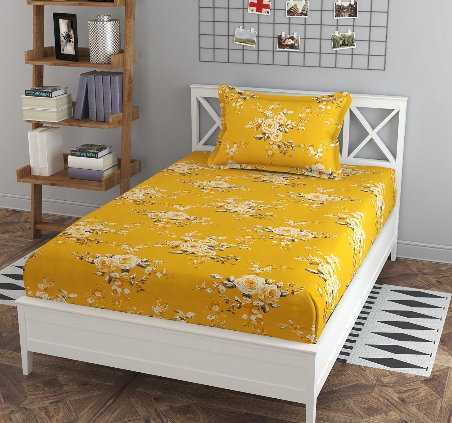 1 Single Bedsheet With 1 Pillow Cover - 60 X 90 Inches, Yellow | Smooth, Breathable, Fade Resistant | Lightweight, Skin Friendly, Soft Fabric Suitable For Warmer Seasons