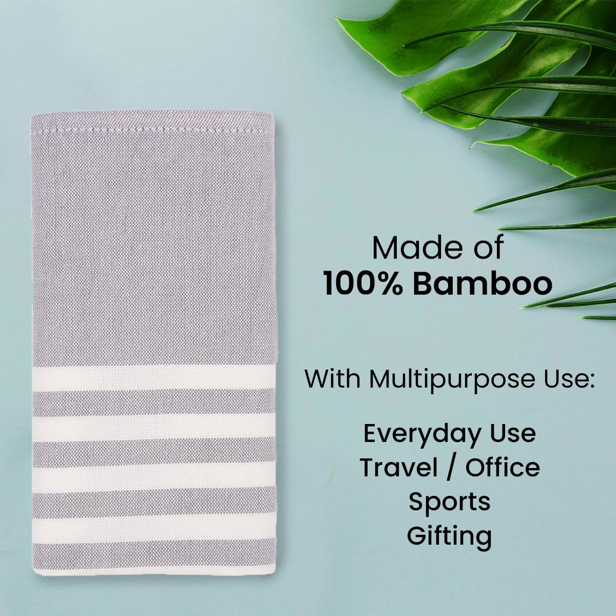 Mush Bamboo Turkish Hand Towels 250 Gsm | 100% Bamboo Gym Towel For Men & Women | Ultra Soft, Absorbent & Quick Dry Towel | Grey (Set Of 2)