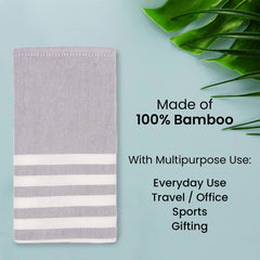 Mush Bamboo Turkish Hand Towels 250 Gsm | 100% Bamboo Gym Towel For Men & Women | Ultra Soft, Absorbent & Quick Dry Towel | Grey (Set Of 2)