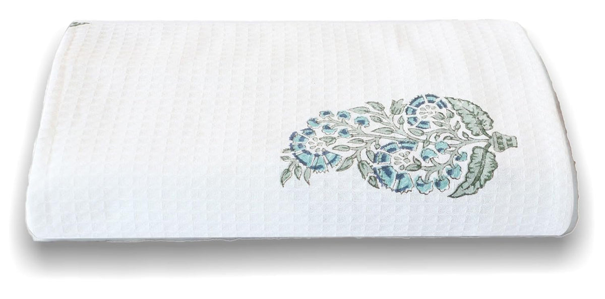 Urbano Homz 100% Cotton Large Size Waffle Weave Bath Towel 200 Gsm | Lightweight & Quick Dry Waffle Weave Ethnic Soft Towels (Grey & Teal)