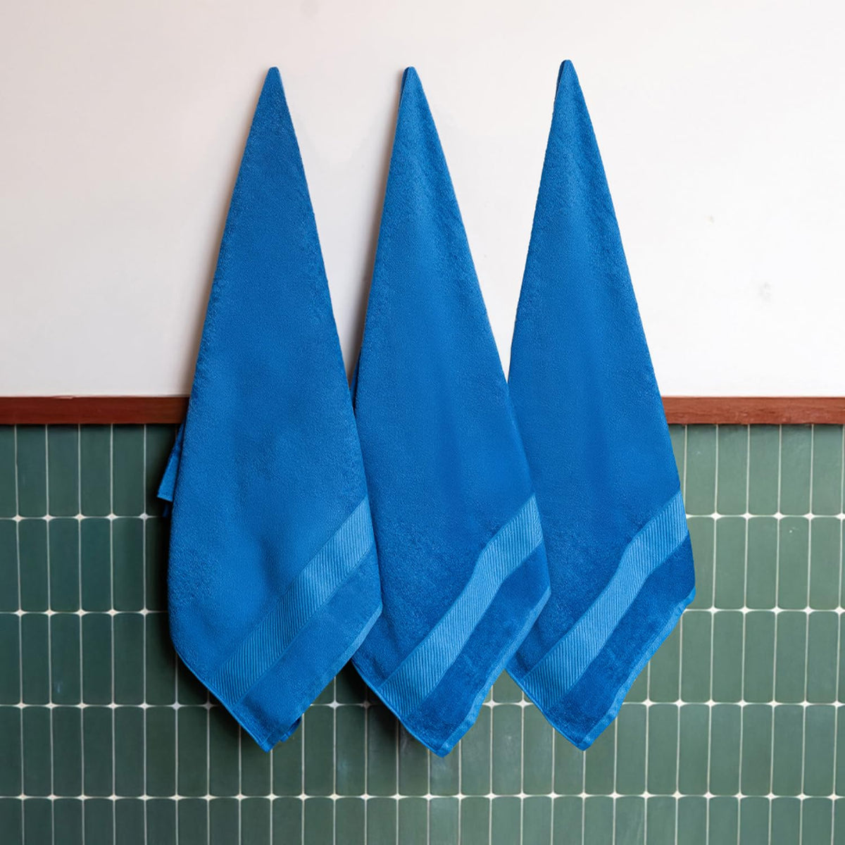 Himeya Bamboo Bath Towel 1500 Gsm | Ultra Absorbent 3x Softer Than Cotton Towels (Ocean Blue) - Pack Of 3