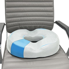 Donut Pillow For Tailbone Pain, Gel Memory Foam Pillow, Coccyx Seat Cushion, Grey | Coccyx Seat Cushion For Chair - Hemorrhoid & Piles Pillow, Car Seat, For Head, Back, Neck Use