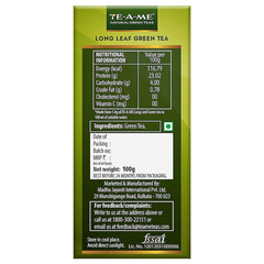 TE-A-ME Purity Long Leaf Green Tea - 100gm, 3.5 Ounce, 70 Cups | Increase Metabolic Rate, 100% Natural Ingredients - No Artificial Oils, Aroma Or Flavor