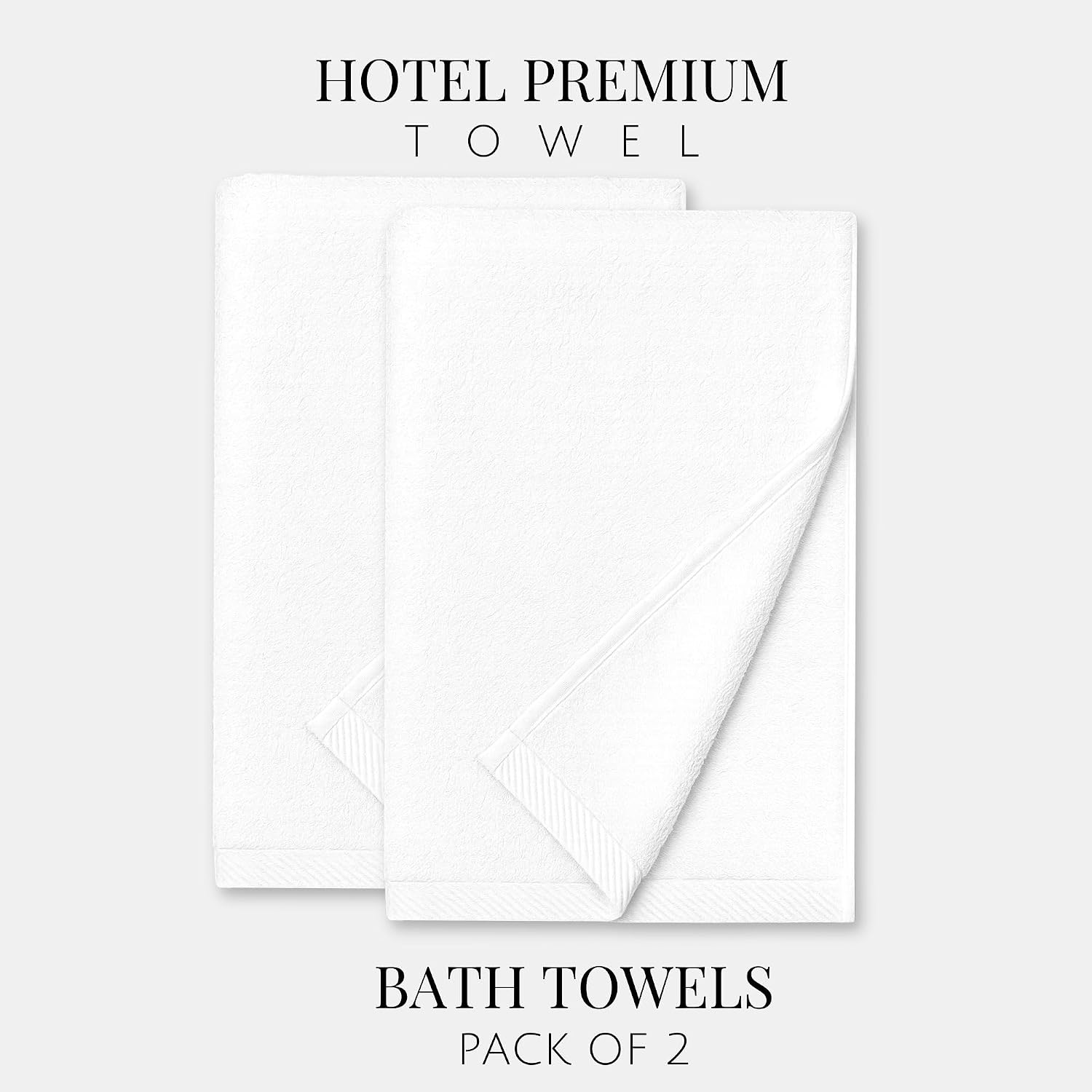 Labham 100% Cotton Bath Towel 1400 Gsm | Ultra-Soft Super Absorbent & Quick Dry Bath Towel (White) - Pack Of 2