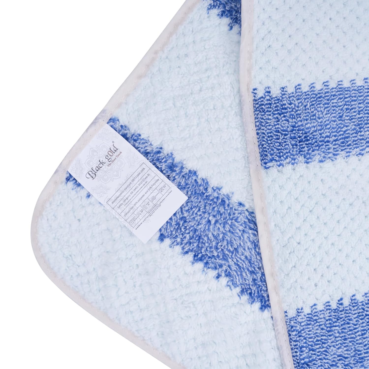 Black Gold The Finer Touch Soft Hand Towel 600 Gsm | Ultra Absorbent, Quick Drying, Cotton-Feel Microfiber Blue & White Stripes -Pack Of 3