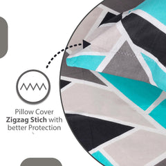 King Size Double Bedsheet With 2 Pillow Covers - 108 X 108 Inches, Aqua & Grey | Ideal For Gifting Diwali, Dussehra - Soft & Smoothing Touch Bedsheet