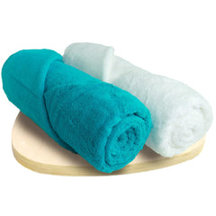 Heelium Bamboo Bath Towel 1000 Gsm | Ultra Absorbent 3x Softer Than Cotton Towels (Teal & White)- Pack Of 2