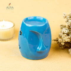 AQUA HANDCRAFTED SMALL CERAMIC BURNER WITH 1 T-LIGHT CANDLE | ROUND SHAPE