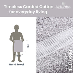 Earthy Fables Basic Hand Towel 800 Gsm | Pure Carded Cotton, Soft, Absorbent, Quick Dry & Skin-Friendly Towel - Pack Of 4 (Cloudy Grey)