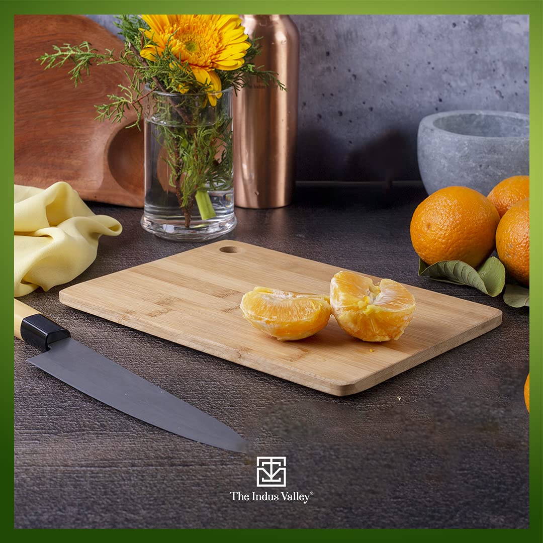 Bamboo Wood Chopping & Cutting Board For Chopping Vegetables, Fruits, Meat, Serving Platter, Small 28 Cms, 0.35 Kg - Bamboo Wood Rectangle Chopping Board