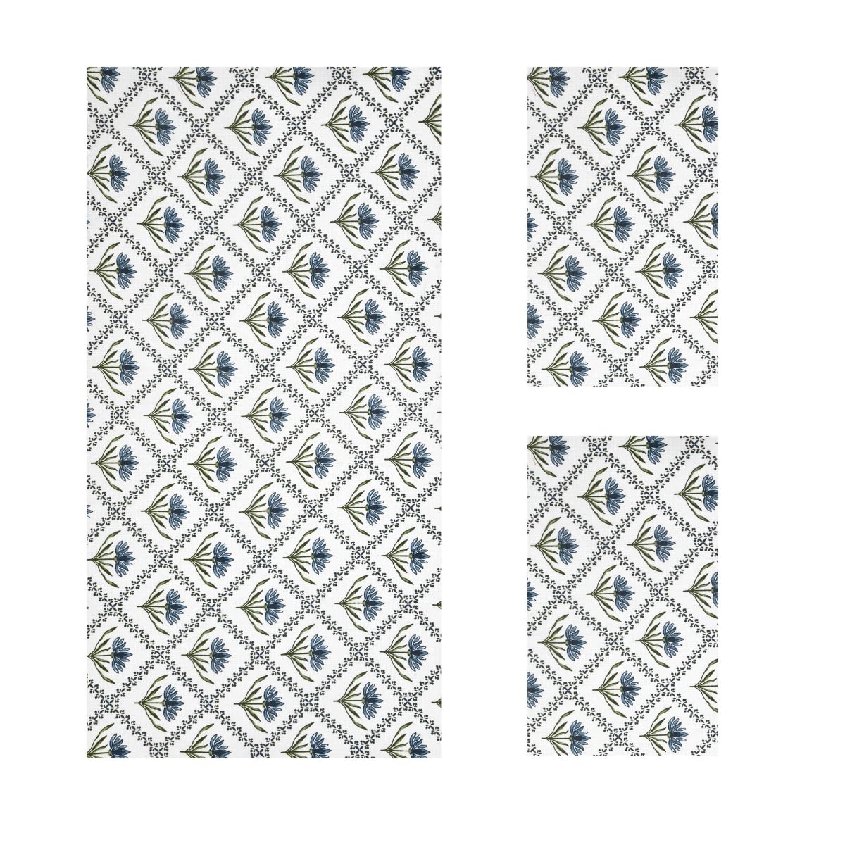 Mafatlal Madhuban Premium Waffle Cotton 1 Bath & 2 Hand Towel 700 Gsm | Hand Printed Floral Design Lightweight, Quick Dry Towel (Lolite) - 3 Pcs