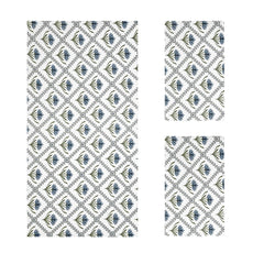 Mafatlal Madhuban Premium Waffle Cotton 1 Bath & 2 Hand Towel 700 Gsm | Hand Printed Floral Design Lightweight, Quick Dry Towel (Lolite) - 3 Pcs