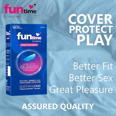 Fun Time Climax Control Condoms | Dotted, Long-lasting Pleasure | Pack Of 3 (10 Counts Each)