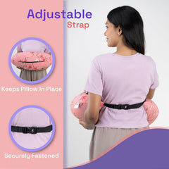 Feeding Pillow For New Born Baby, 5 In 1 Multipurpose Use, Nursing Pillow, Pink | Pillow With Belt & Hoop For Breastfeeding With Cotton Removable Cover | Machine Washable, Comfortable