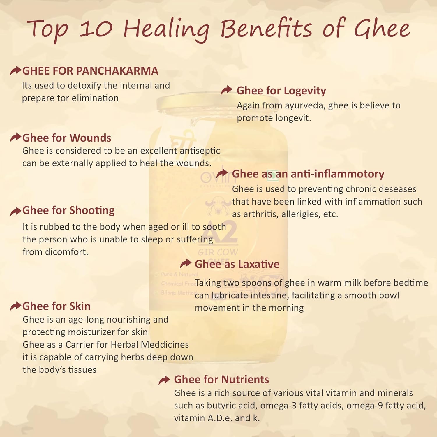 Pure Natural A2 Gir Cow Ghee By Ovlin Professional | Rich In Nutrients & Vitamins Healthy Desi Ghee Good For Baking | 2 Litre (1 Litr * 2) 67.6 Ounce | Jar Pack