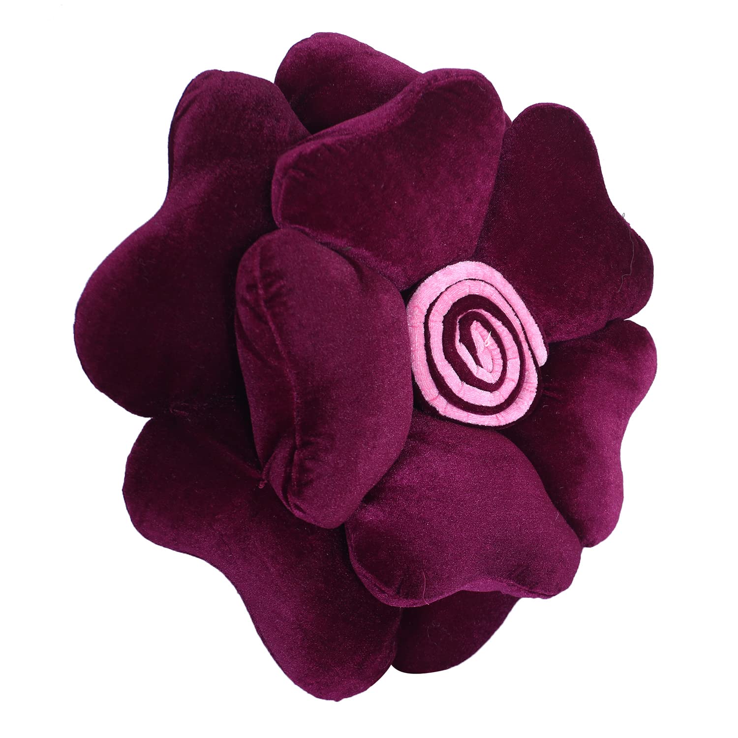 Rose Flower Shaped Pair Cushion Pillow, Soft & Decorative Cushions, Purple - 16 Inch | For Living Room, Bed, Sofa, Seating Area | Furniture Cushion, Perfect For Home Décor - Pack Of 2