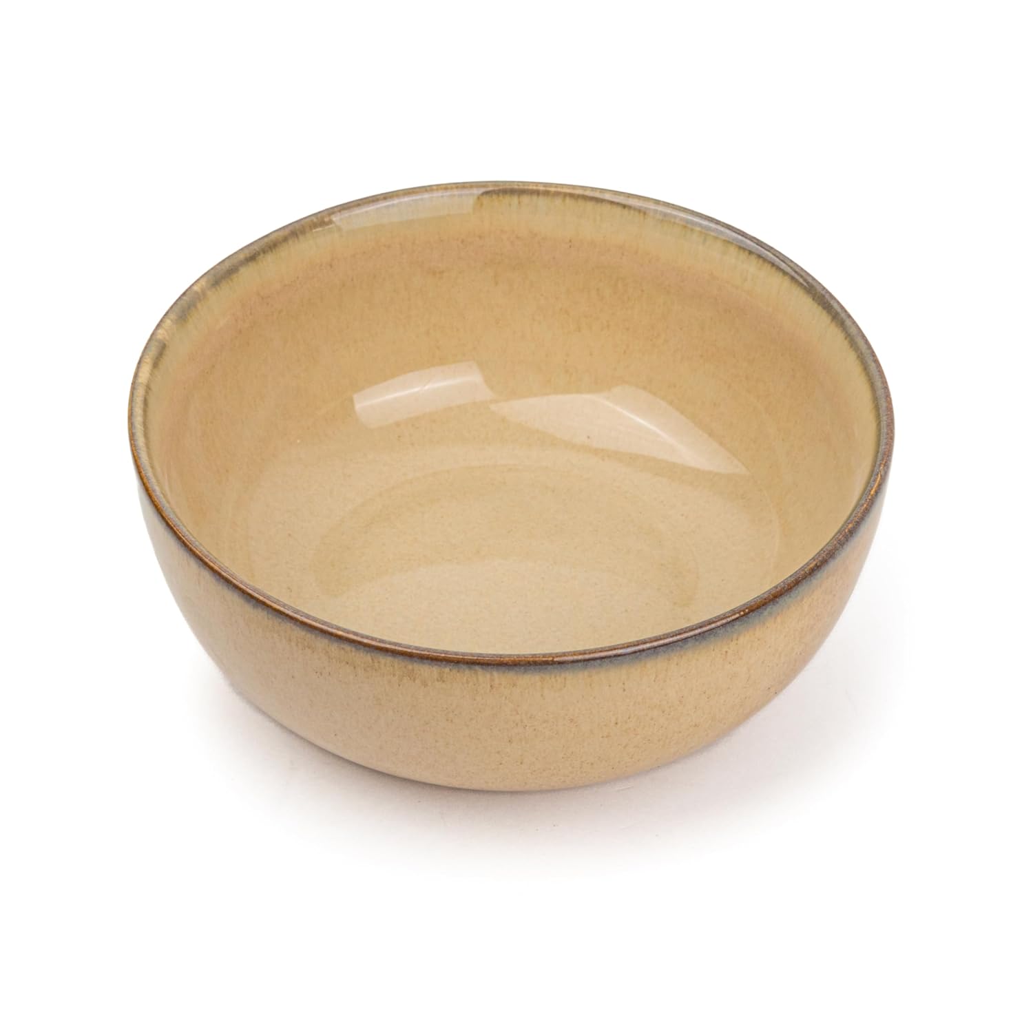 Ceramic Large Bowl, 1500ml - 21cm, 1 Piece, Beige Reactive | Stoneware Ceramic Serving Bowls - Ceramic Bowl With Glossy Finish | Pasta Serving Bowl - Microwave Safe & Dishwasher Safe