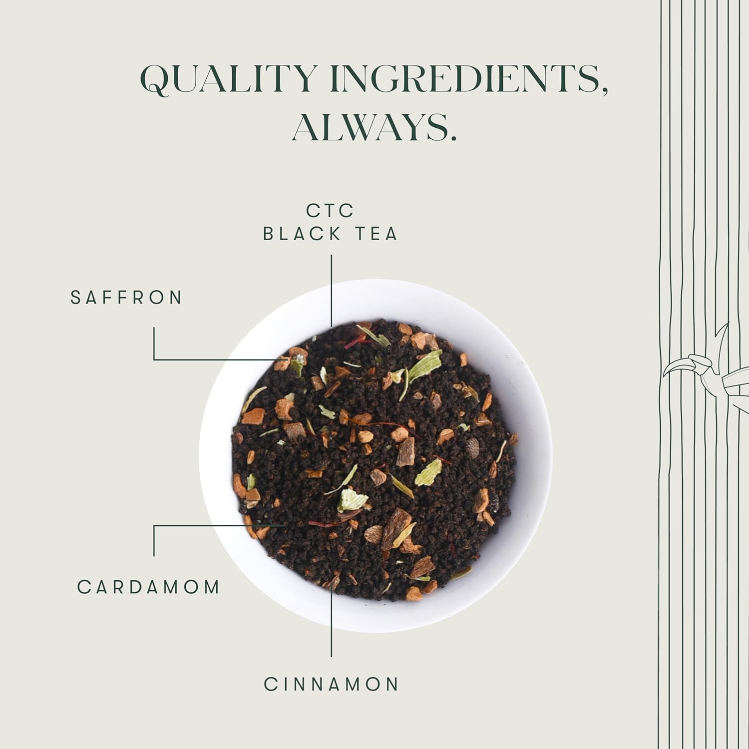 Luxmi Estates Saffron Spice Black Tea - 100gm, 3.5 Ounce | USDA Certified Organic Tea - Medium Caffeine Black Tea | Made With Kashmiri Saffron, Cinnamon, Natural Cardamom Extract - Assam CTC Tea