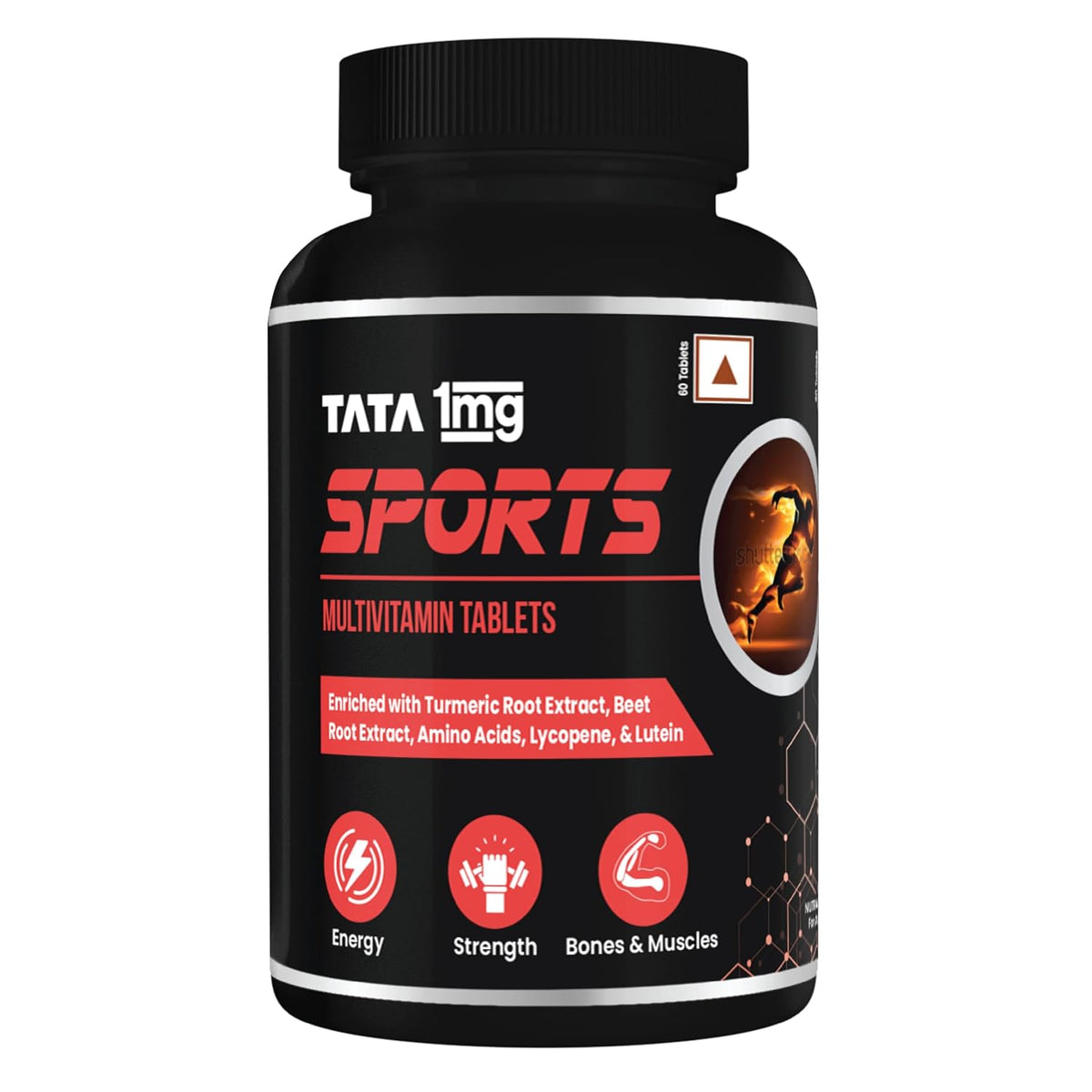 Tata 1mg Sports Multivitamin , With Zinc, Vitamin C, Vitamin D, Calcium And Iron, Supports Energy, Immunity, Performance & Stamina | 60 Tablets , 100gm 0.2lbs