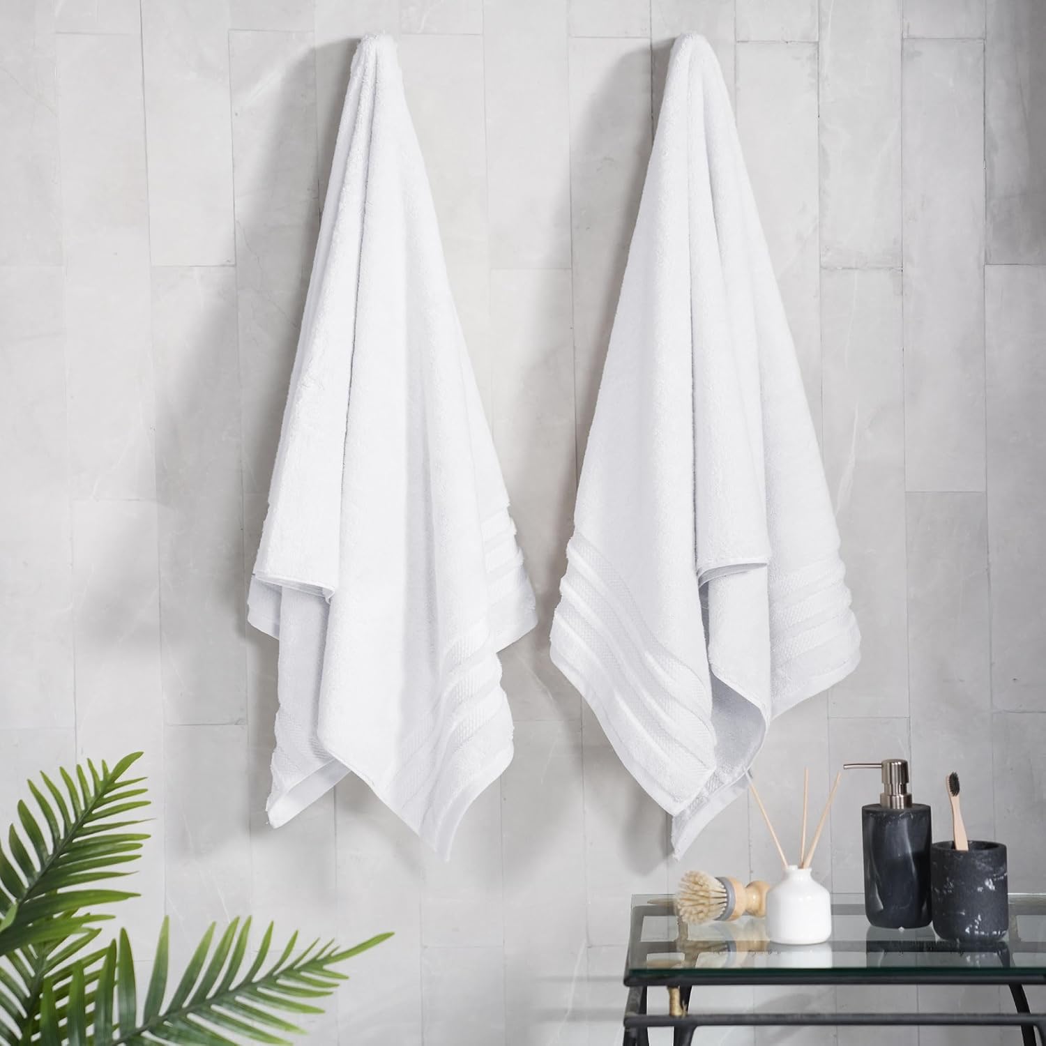 Mytrident Finesse 100% Cotton Bath Towels 1200 Gsm (White) -2 Piece