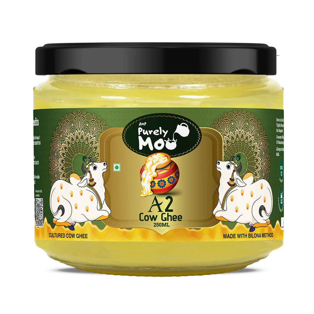 100% Pure Premium A2 Cow Ghee By AMP Purely Moo | Natural & Healthy Desi A2 Cow Ghee Perfect For Digestive Health | (250ml) 8.4 Ounce | Jar Pack