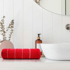 Trident 100% Cotton Luxury Bath Towels 500 Gsm | Sanitized Finish, Quick Dry, Travel Friendly Bath Towel - Sweet Red (Pack Of 2)