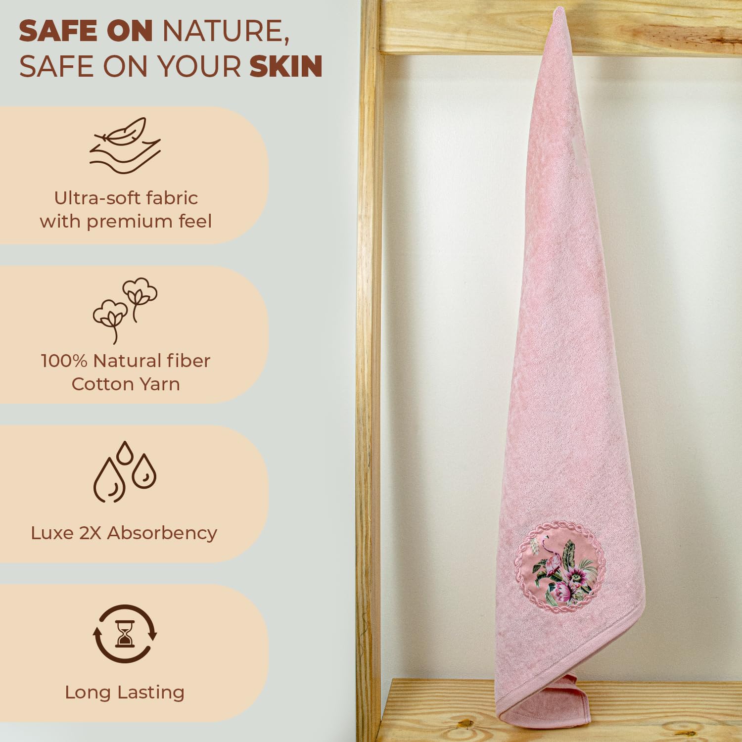 Akiko Home Prima Dream 100% Cotton Bath Towels 450 Gsm | Soft, Absorbent & Durable, Cotton Bath Towel | Pack Of 1 (Peach)