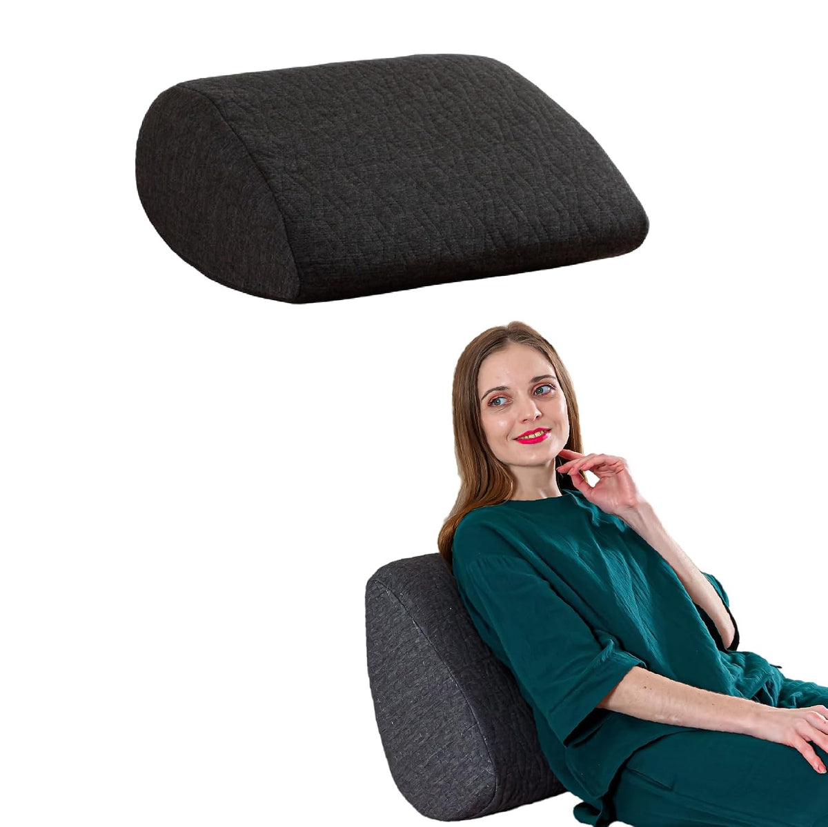 Wedge Pillow, Memory Foam & High-Resilience Foam Pillow, For Pain Relief, Dark Grey | Acid Reflux Pillow, Back Pillow For Bed | Wedge Cushion For Leg Elevation - Wedge Pillow For Sleeping