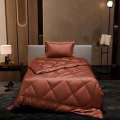 Single Bedsheet + Comforter With 1 Pillow Covers - 60 X 90 Inches, Brown | Ideal For Gift Special Occasions | Perfect Romantic Bedsheet For Couples