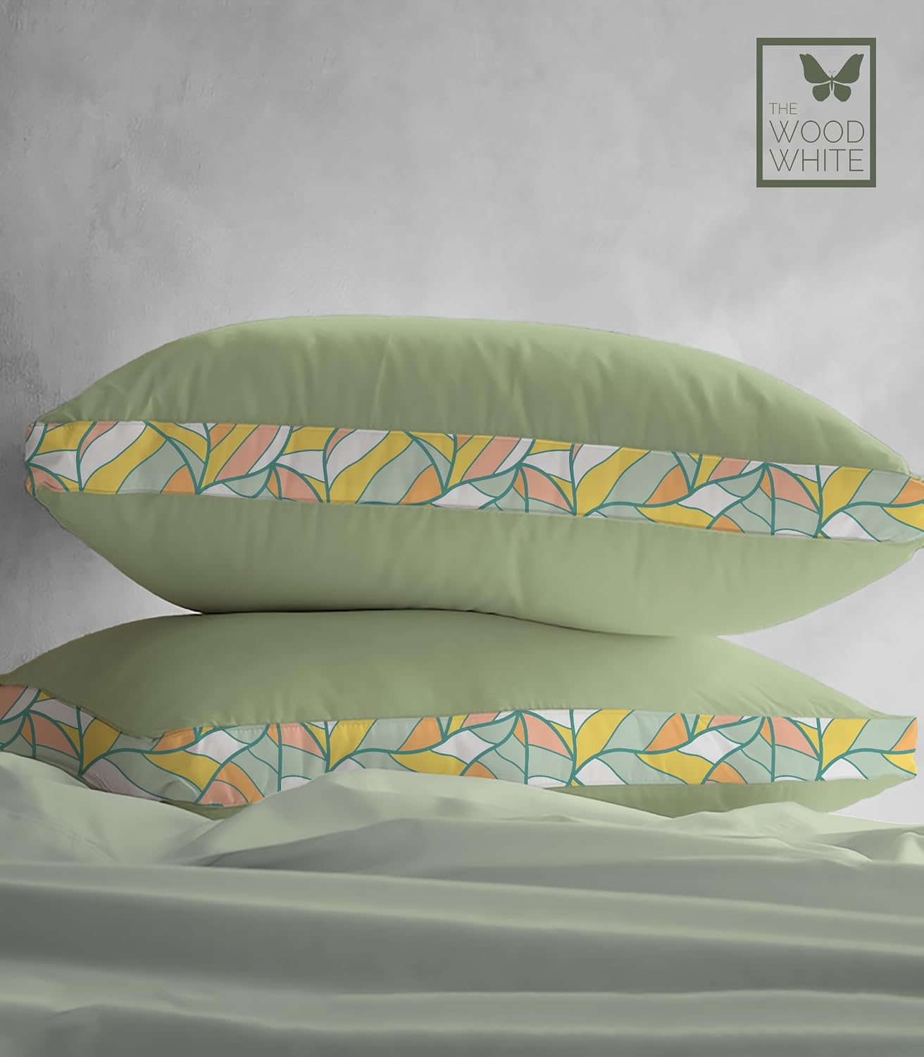 Soft Microfiber High Loft Pillow, Neck Support, Sleep Well In 43 X 69 Cm | Printed Gusset Of Extra 5 Cm Height For Soft Comfortable Sleep, Mint Slumber | Bed Pillow, Supportive - Set Of 2