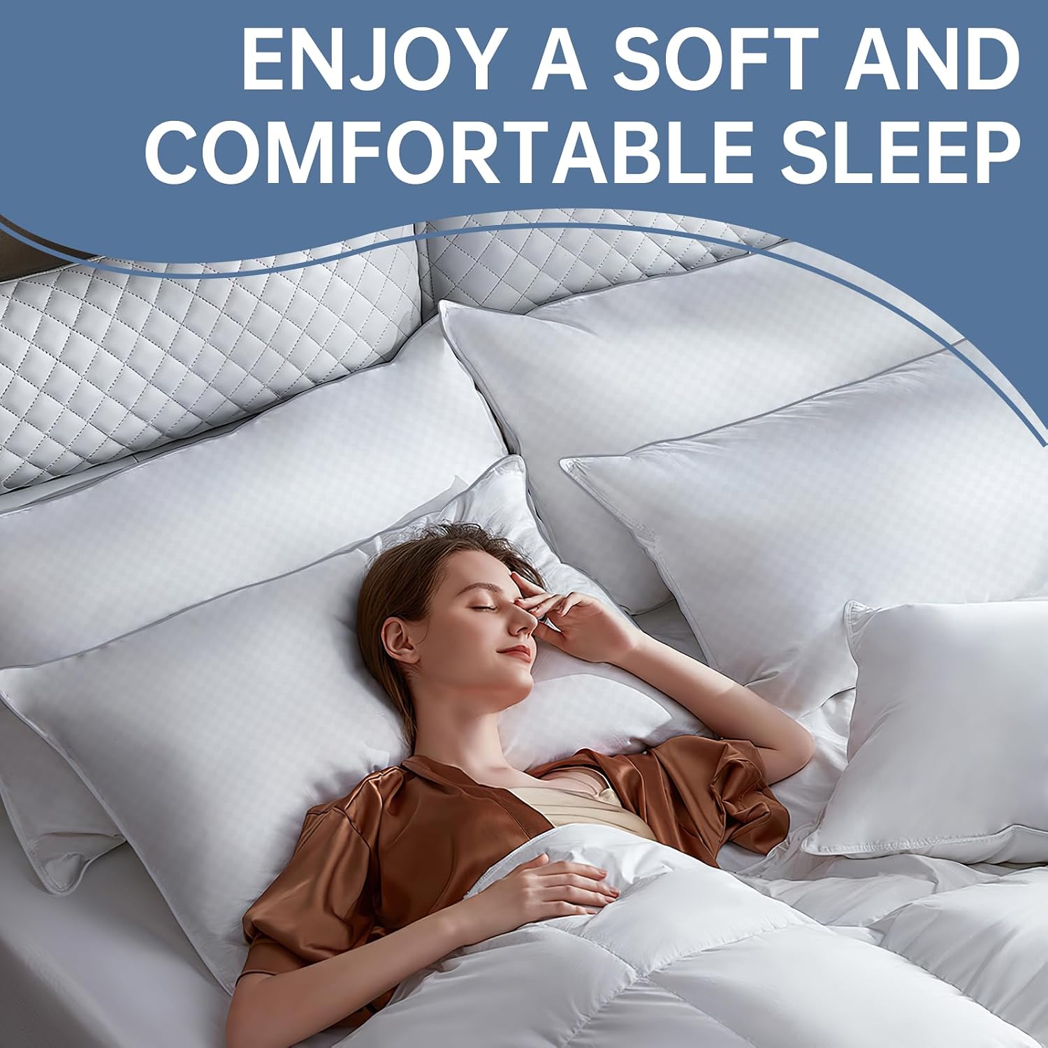Bed Pillows For Sleeping, Queen Size Pillows, Down Alternative Filling, White | Pillow For Back, Stomach & Side Sleepers Grey, Comfortable-Durable | Luxury Fabric, Machine Washable - Set Of 4