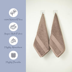 Rangoli 100% Cotton Fibre 2 Hand Towel 500 Gsm | Highly Durable & Super Absorbent Towel | Skin-Friendly & Quick Drying Luxury Towels (Beige)