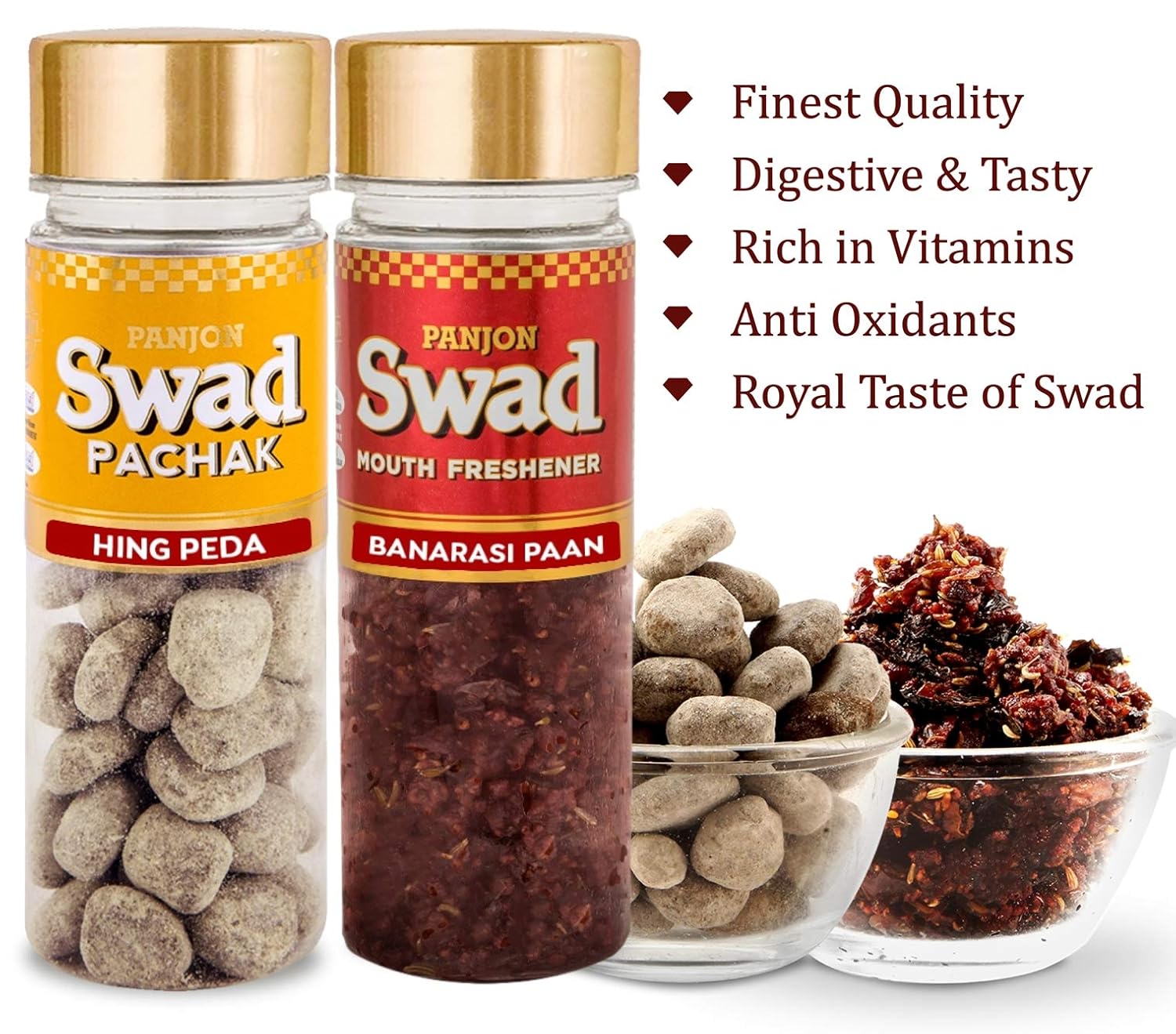 Panjon Swad Hing Peda & Banarasi Paan Mukhwas 220gm, (110gm *2 Bottles)