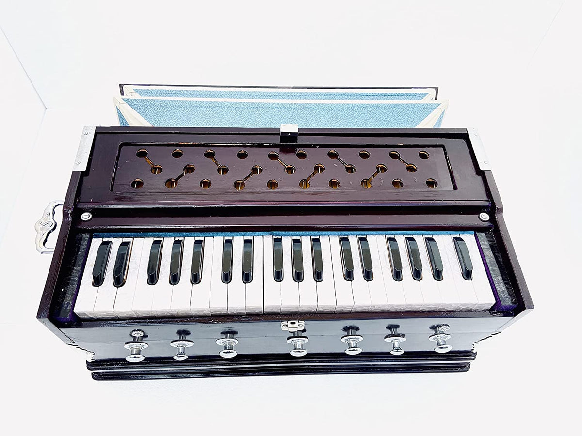 Musical Instrument Harmonium With Cover - 39 Keys, 7 Stopper, 3 1/4 Octave, Double Bellow, Two Reeds (Bass- Male), Instant Response Keyboard