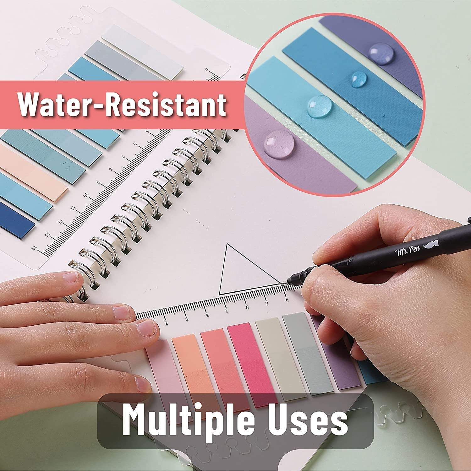 Transparent Sticky Notes Tabs, Index Sticky Tabs, 30 Colors Book Tabs, Multicolor - 3 Sheets