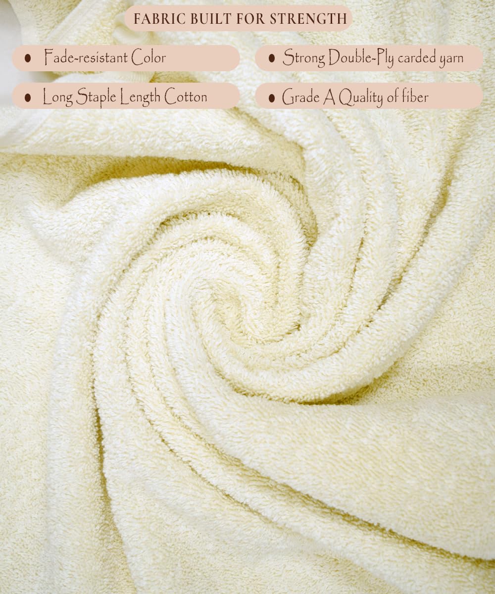 Rangoli Soft Absorbent Durable Towels Earthly Egyption Cotton Plush Oversized Bath Towel 600 Gsm (Cream)