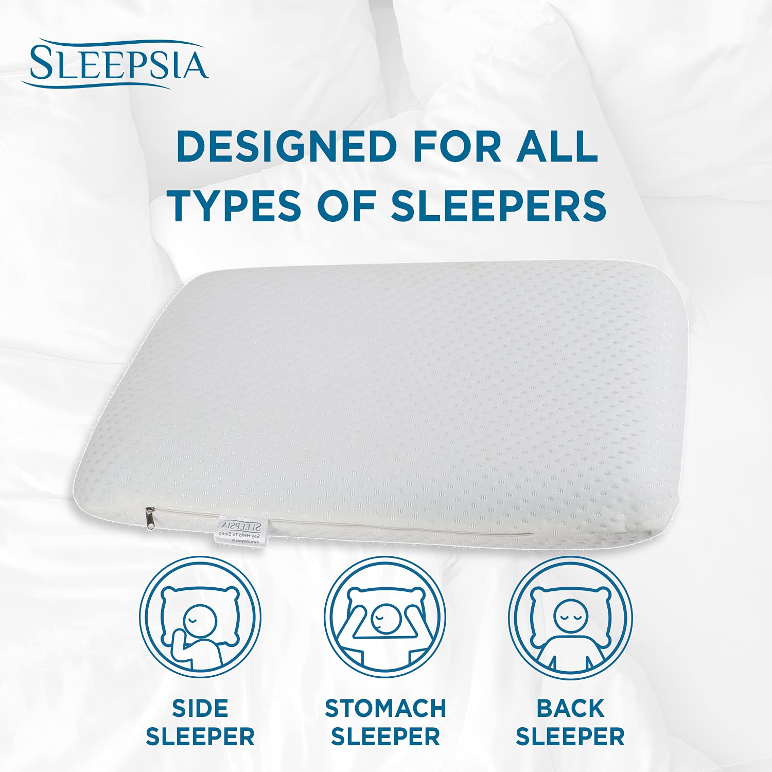 Cervical Memory Foam Pillow, White Pillow For Neck & Shoulder Pain, Standard Size - 23 X 13 X 4 Inch | Pillow For Back, Stomach, Side Sleepers, Washable Cover | Orthopedic Pillow - Pack Of 4