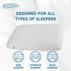 Cervical Memory Foam Pillow, White Pillow For Neck & Shoulder Pain, Standard Size - 23 X 13 X 4 Inch | Pillow For Back, Stomach, Side Sleepers, Washable Cover | Orthopedic Pillow - Pack Of 4