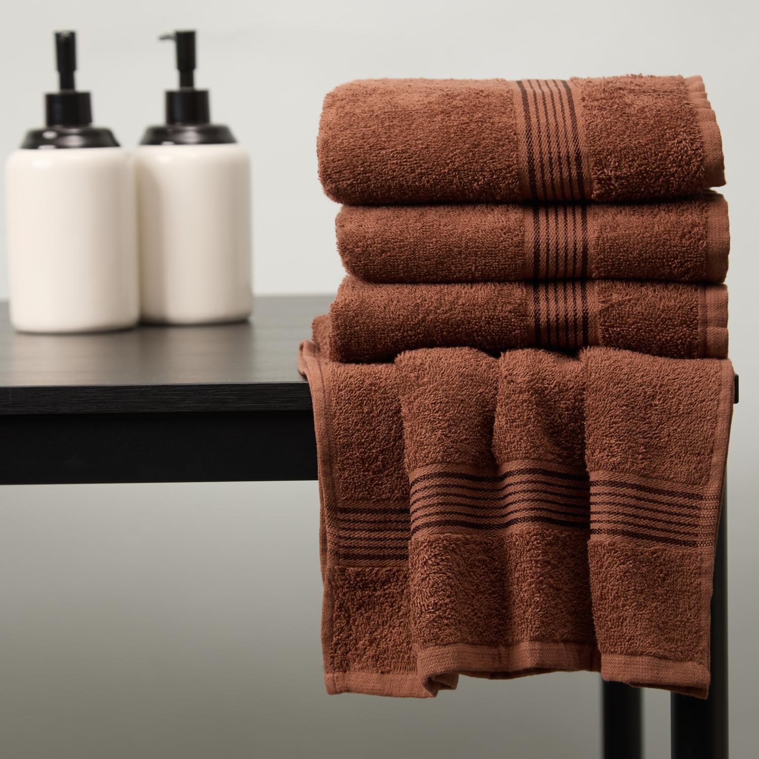 Kopa By Bianca Hand & Gym Towel 800 Gsm | 100% Cotton Soft Terry D'Ross Collection (Brown)- 4 Piece