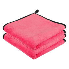 Kuber Industries Microfiber Cleaning Towel 400 Gsm | Reusable & Water Absorbent Towels For Cleaning Glass, Kitchens & Bathrooms With Hanging Loop - Pack Of 2 (Pink)