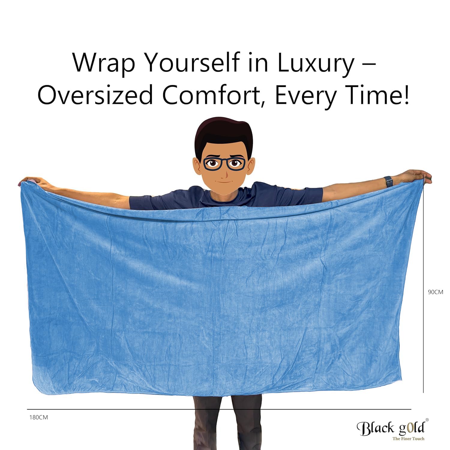 Black Gold The Finer Touch Oversized Microfiber Bath Towel 700 Gsm | Soft Quick-Dry Microfiber Towel For Men & Women | Lightweight, Absorbent & Travel-Friendly (Sky Blue)