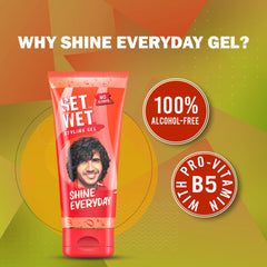 Set Wet Styling Hair Gel For Men Shine Everyday , 50gm 1.7 Oz. | Light Hold , High Shine | For Long Hair | No Alcohol , No Sulphate