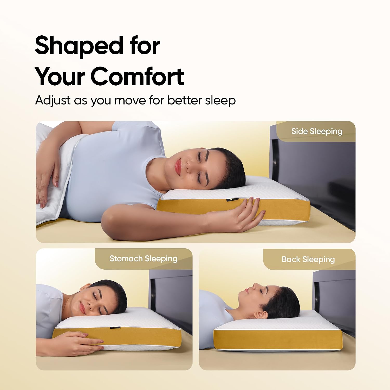 Sleep Plus Memory Foam Pillow, Ergonomic Support For Back & Side Sleepers | White, Durable, Hypoallergenic & Breathable Cool Pillow | For Everyday Use & Neck, Shoulder Pain, Washable Cover