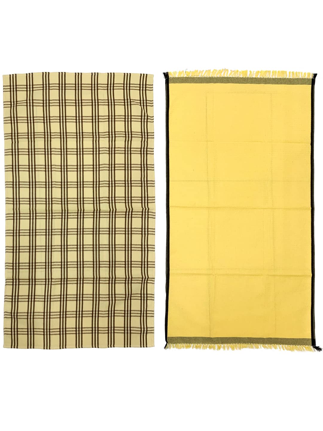 Athom Trendz Living Eco Saviour Premium Cotton Bath Towel 400 Gsm | Waffle Yellow & Alfa Yellow- Pack Of 2