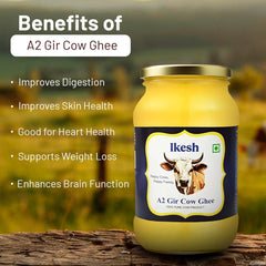 Organic A2 Gir Cow Desi Ghee By Ikesh | High In Protein Fiber Healthy Desi Ghee Perfect For Cooking | (250ml) 8.4 Ounce | Jar Pack